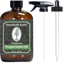 Olio essenziale di menta piperita 4 once. con enorme contagocce e spruzzatore in vetro per bottiglie di vetro. E-Book con guida per l'utente dett