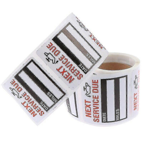 100pcs Roll Oil Change Maintenance Service Reminder Stickers Window Rectangle Adhesive 2