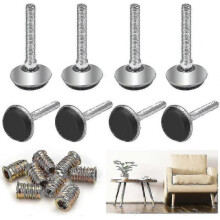 8 Pieces Adjustable Furniture Feet Furniture Leveling Feet Screw Feet Height Adjustable Adjustment Screw M8 Regulating Screw Leveling Feet Heavy Duty