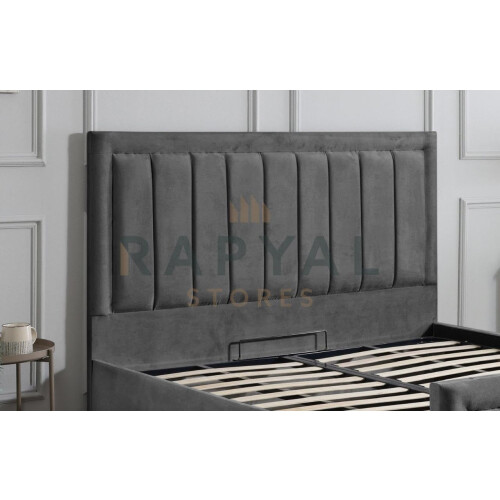 (Double, Grey) Rio Vegas Velvet Bedframe with Optional Storage 2