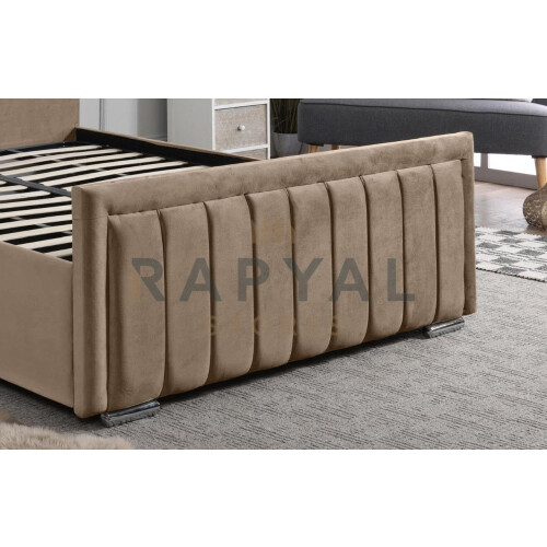 (King, Beige) Rio Vegas Velvet Bedframe with Optional Storage 2