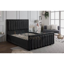 (King, Black) Rio Vegas Velvet Bedframe with Optional Storage
