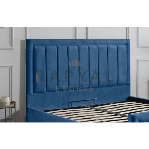(King, Blue) Rio Vegas Velvet Bedframe with Optional Storage 2