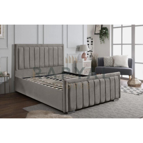 (King, Silver) Rio Vegas Velvet Bedframe with Optional Storage