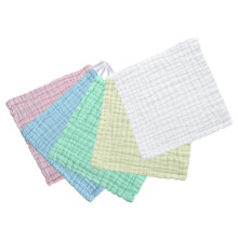 Muslin Washcloths Set of 5 Multi Color Cotton Highly Absorbent Soft Reusable Face and Hand Towels for Gentle Shower Use