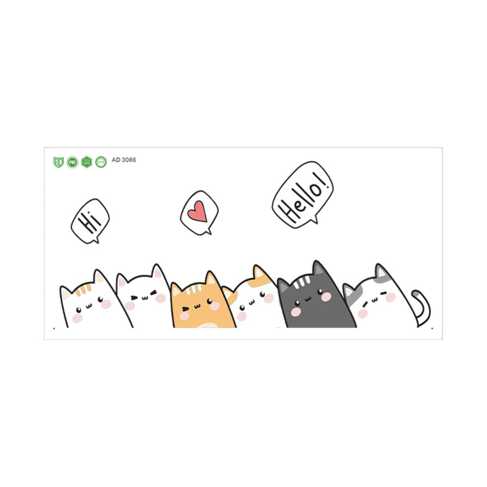 Funny Cartoon Stacked Cats Pattern PVC Door Decal for Kids Bedroom Wall Decoration 20x30 Inches Ad3086