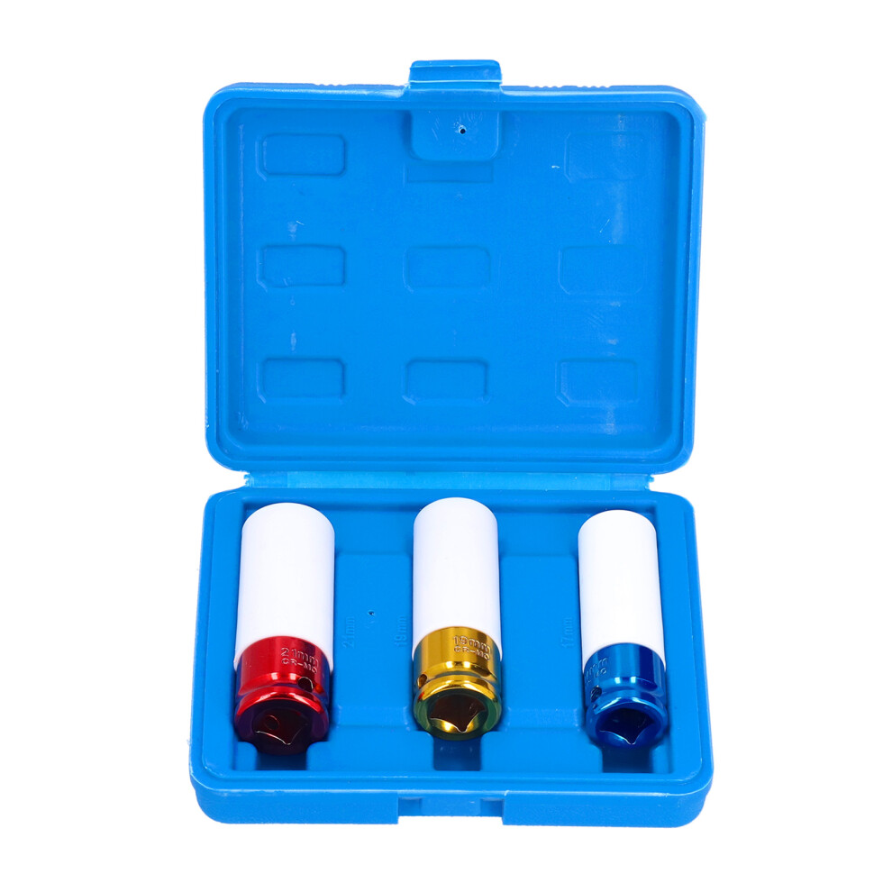 3Pcs Lug Nut Socket 1/2in Metal Impact Thin Wall