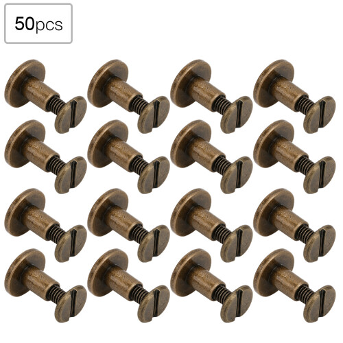 50 Set 8mm Pure Copper Flat Head Rivets Leather 2