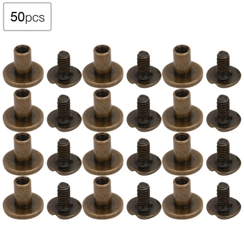 50 Set 8mm Pure Copper Flat Head Rivets Leather 1