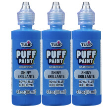 Tulip Puff Stofverf, Permanente Verf voor Kleding, DIY Projecten, Niet-toxisch, 4 fl oz 3-Pack, Glanzend Koninklijk Blauw