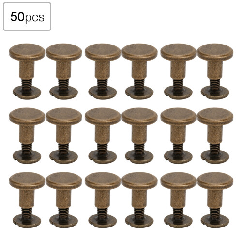 50 Set 8mm Pure Copper Flat Head Rivets Leather