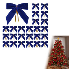Soft Velvety Holiday Bowknot Decoration Twist Knot-Deep Blue