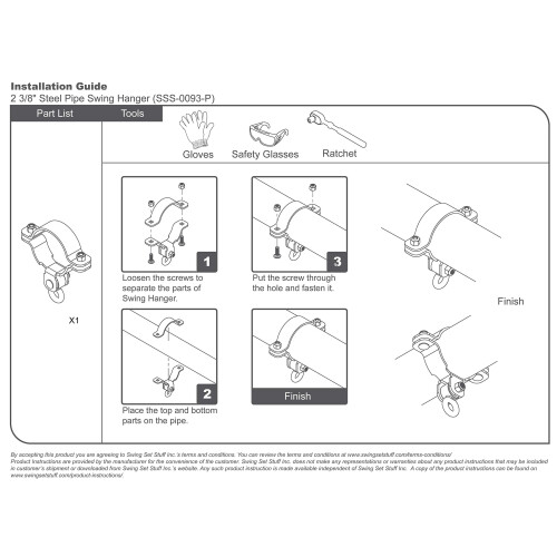 Set balansoar Set umera? cu conducta din o?el cu logo -ul SSS 2 3/8 """" 2