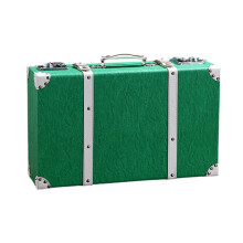 Antique Wooden Storage Trunk Peacock Green Large Luggage Bag with Leather Handle for Home Decor and Wedding Keepsakes