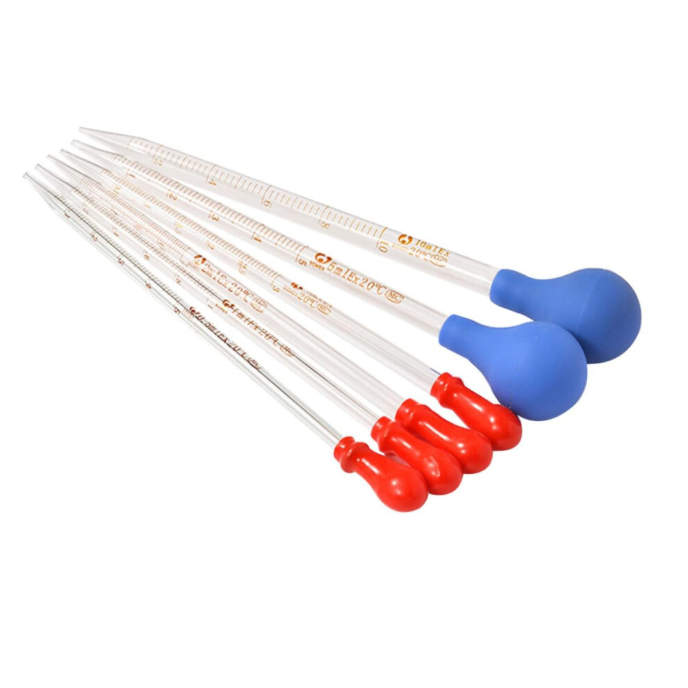 Red/Blue 6 Pcs Liquid Pipette Dropper With Silicone Caps, Smooth Glass Droppers In And For Essential Oils And Experiments