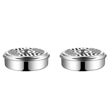 Stainless Steel Mosquito Coil Holder - 2X Fireproof Portable Metallic Container for Outdoor Use, Durable Design