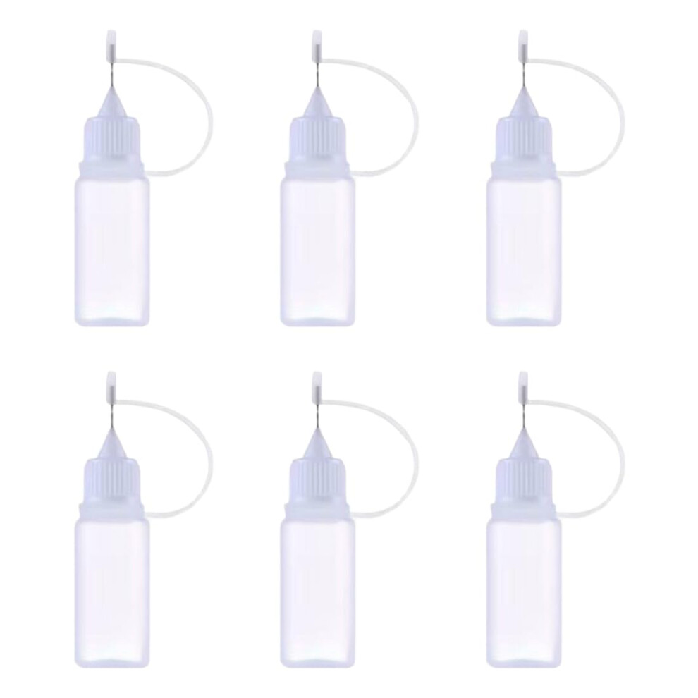 Precision Bottles Pack of 6 with Needle Tip, 10 ml Dosing Applicator Bottles, Plastic Glue Bottles, Empty Needle Tip Bottles