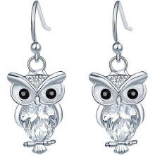 1Pair Women Earrings Jewellery Halloween Silver Owl Pattern Pierced Ear Stud Hook Earring Clip Lady Jewelry Accessories Love Gift