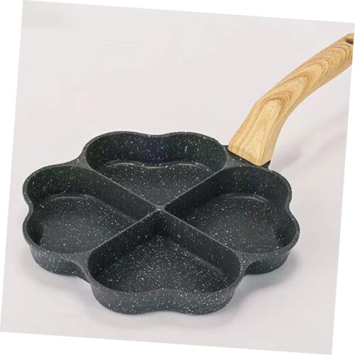 Multi Function Kitchen Egg Pan for Four Eggs, Wooden Handle, Nonstick, Wear Resistant, Compatible with All Stovetops 1