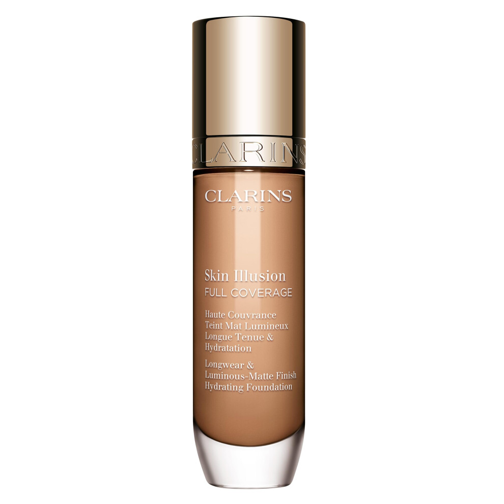 Clarins New Skin Illusion Longwear Full Coverage Foundation|Luminous Matte Finish|24H Hold And 24H Hydration|Natural Looking|Transfer Sweat And Smud