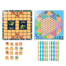 Animal Checker Children Chess Toy, Wooden Multi-Function Desktop Game for 3+ Years