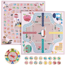 Animal Checker Children Chess Toy, Wooden Multi-Function Desktop Game for Ages 3+