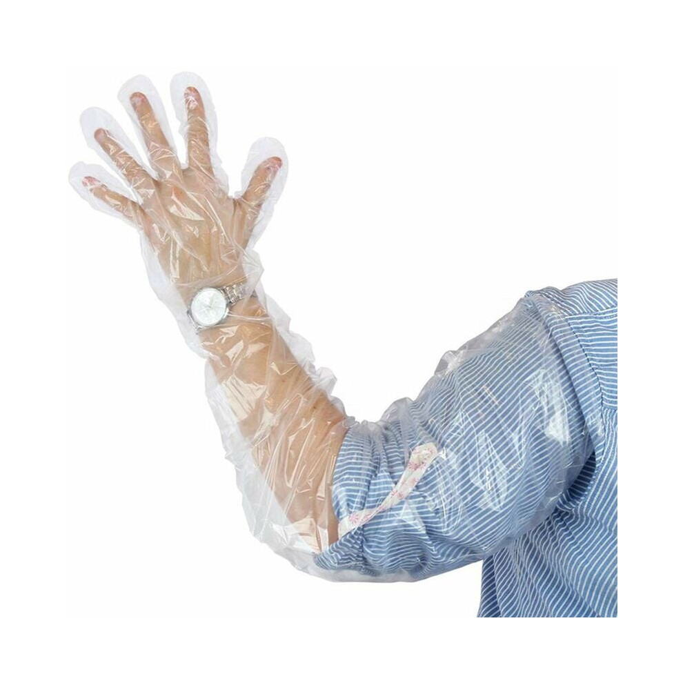 100pcs Disposable Veterinary Insemination Rectal Long Gloves Plastic Full Arm