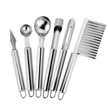 Ensemble d'outils à fruits 6 pièces, cuillères à fruits multifonctionnelles en acier inoxydable, pour la production de salades de fruits, etc.