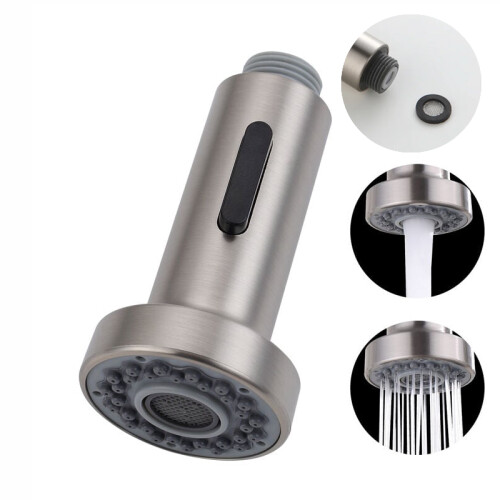 Tête de robinet de cuisine à 2 modes, 1 pièce, G1/2", brossée