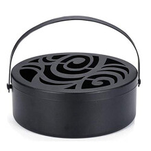 Metal Portable Mosquito Coil Holder with Classical Design, Durable Household Mosquito Repellent Box in Black Color