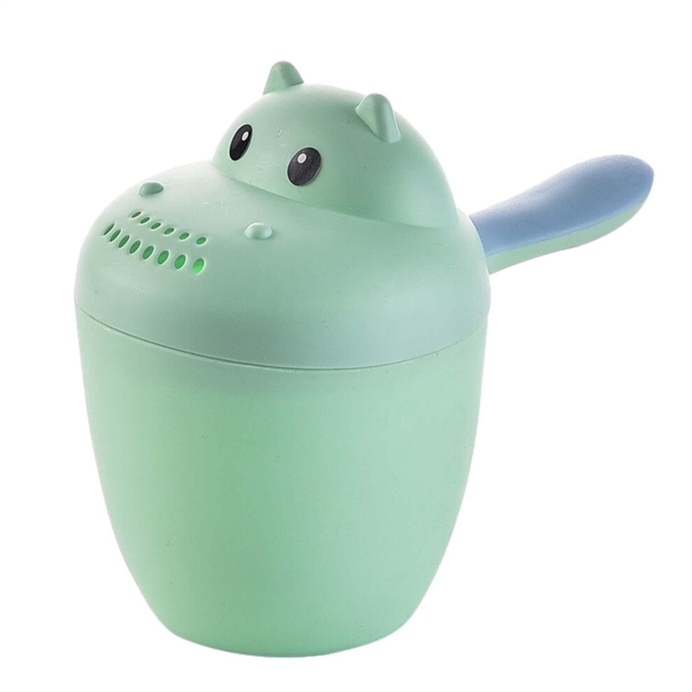 Baby Shampoo Rinser Hippopotamus Bath Cup - Detachable Cartoon Shower Jug For Toddler Hair Wash, Eye Protection, Color Green