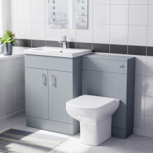 Nes Home Matte Grey 1100mm Basin Doors Vanity, WC Unit & Rimless BTW Toilet