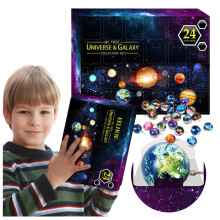 Adventskalender-Halskette mit Planetenanhängern, Sonnensystem, 24-teilig