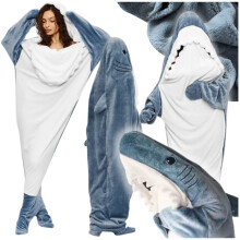 Pigiama con coperta a forma di squalo, sacco a pelo, completo, felpa, costume, 185 cm, squalo grigio, bal, xxl