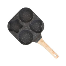 Pan for Eggs - 4-Cup Nonstick Breakfast Pan with Ergonomic Handle for Omelette Making Indoor Outdoor Black