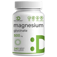 DEAL SUPPLEMENT Magnesiumglycinat 500 mg 240 vegetarische Kapseln | Chelatisiert fr einfache Aufnahme | Hochgereinigtes essentielles Spureneleme