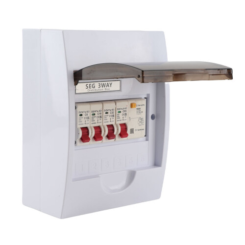3 Way Fuse Box for 63A 30mA RCD+3MCB(6A+16A+32A) 1