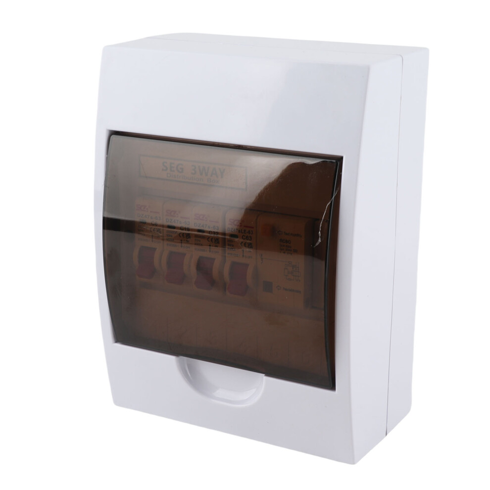 3 Way Fuse Box for 63A 30mA RCD+3MCB(6A+16A+32A)