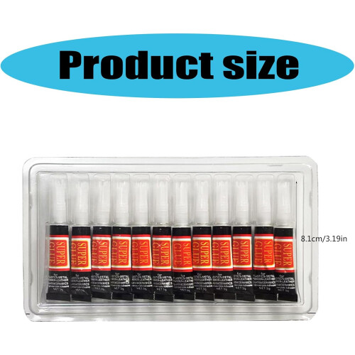 12 Pcs Quick Drying Super Glue Set Strong Adhesive Liquid for Instant Repairs Multi-Surface Use Waterproof Formula 1