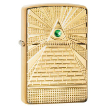 Accendino tascabile Zippo Eye of Providence dal design in ottone lucido