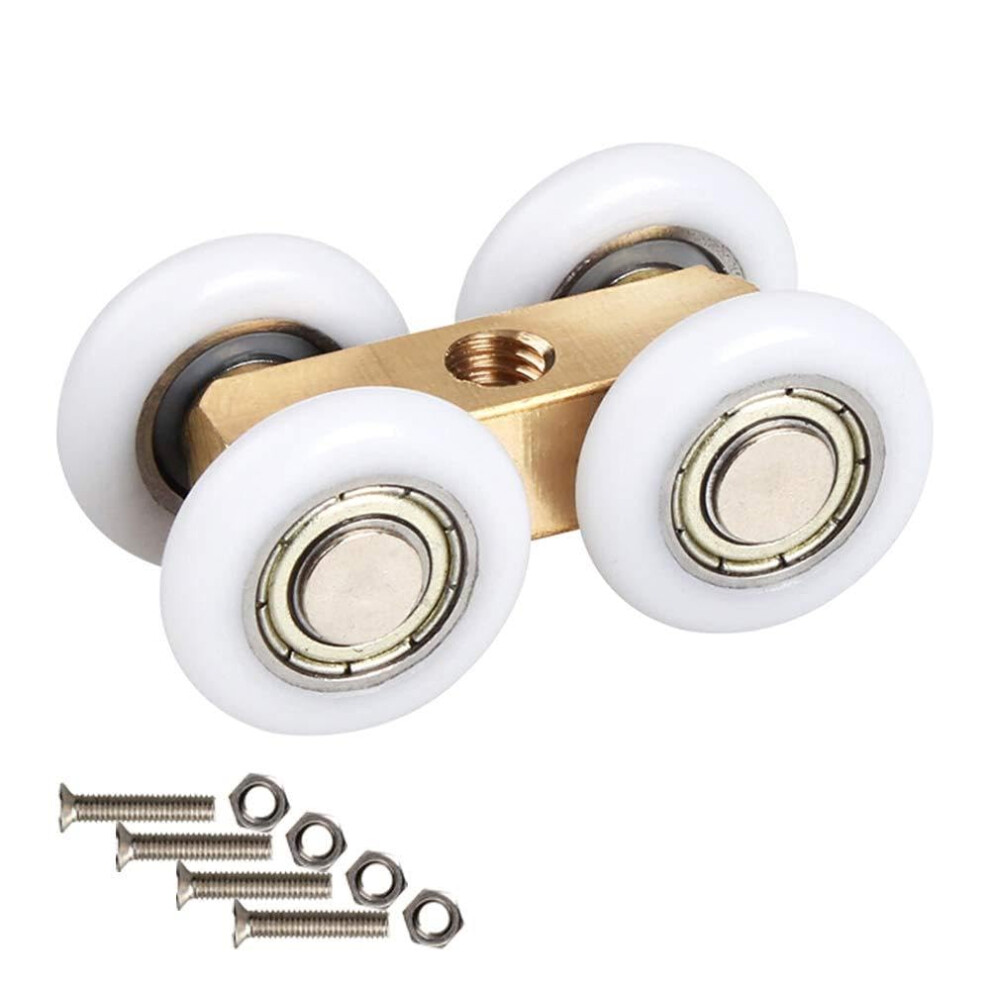 4 Pcs Shower Room Pulley Copper Sliding Door Roller For Glass Toilet Doors, Four Wheel Hanging Wheel Accessories 6447073342325