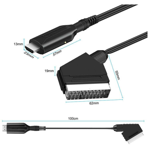 Μετατροπέας Scart σε HDMI, προσαρμογέας ήχου και βίντεο για HDTV/DVD/Set Top Box/PS3/PAL/NTSC 2