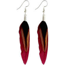 Premium  Multicolor Black Feather Dangle Earrings Bohemia Folk Style Silver Color Drop Earrings