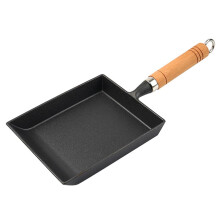 Cast Iron Egg Frying Pan Non-Stick Japanese Omelette Pan Rectangle Mini Frying Pan with Heat Resistant Handle for Gas and Induction Hobs Black