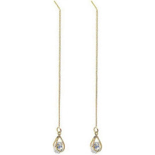 Women Teardrop Cubic Zirconia Threader Long Chain Line Thread Dangle Earrings