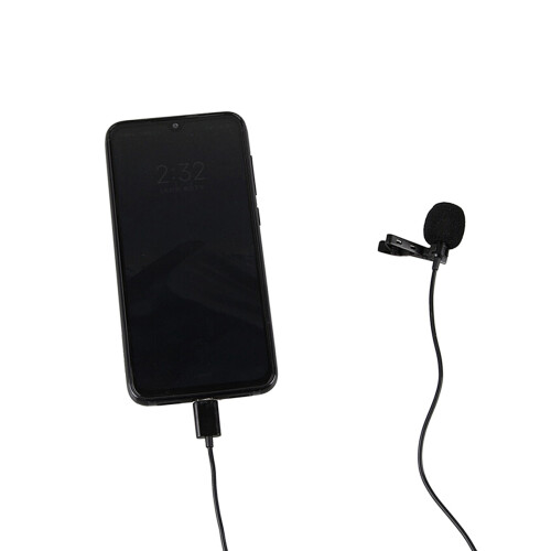 Omnidirectional Lavalier Mic, Type C, 1.5m, Black, Condenser 2