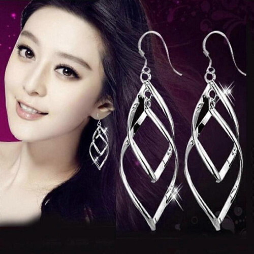 Classic Twisted Diamond-shape Multi-layer Earrings Long Earrings for or Birthday Present Sturdy and Cost-effective 2