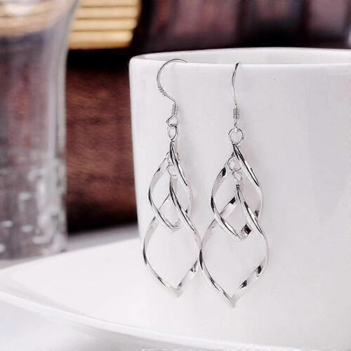 Classic Twisted Diamond-shape Multi-layer Earrings Long Earrings for or Birthday Present Sturdy and Cost-effective 1