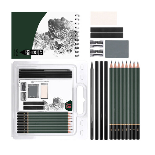 19 Pcs Sketch Set Graphite and Charcoal Pencils 1