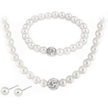 Jewelry Set Faux Pearls Bridal Bridesmaid Necklace Earrings Bracelet Comfortable and Environmentally